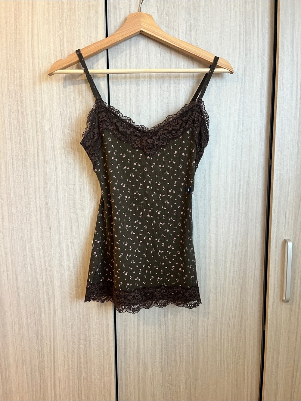 Hollister Olive Floral Lace-Trim Cami